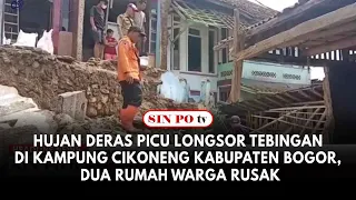 Hujan Deras Picu Longsor Tebingan Di Kampung Cikoneng Kabupaten Bogor, Dua Rumah Warga Rusak