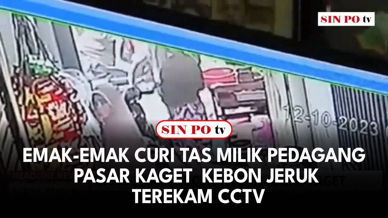 Emak-Emak Curi Tas Milik Pedagang Pasar Kaget  Kebon Jeruk Terekam CCTV